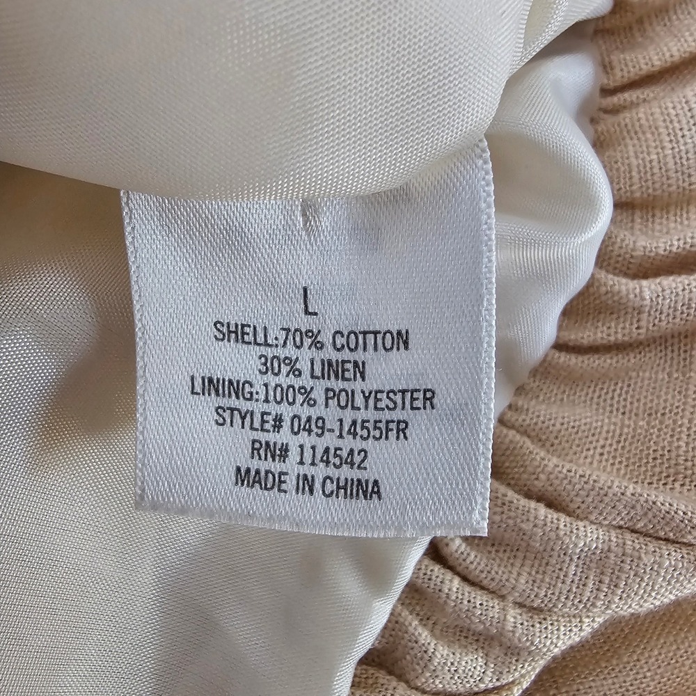 Cotton Linen Peplum Utility Jacket L Beige Cottagecore Spring Capsule Lagenlook - Picture 8 of 13